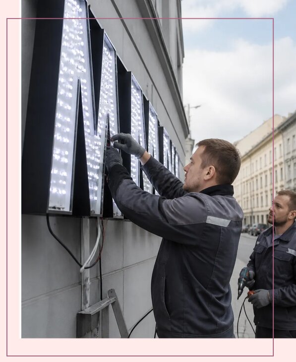 Изготовление и монтаж светодиодных LED вывесок в Новосибирске
